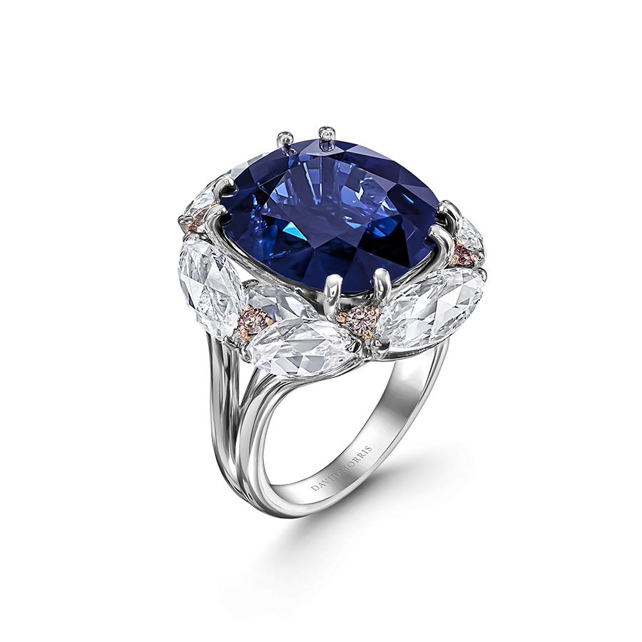 silver ring with blue gem