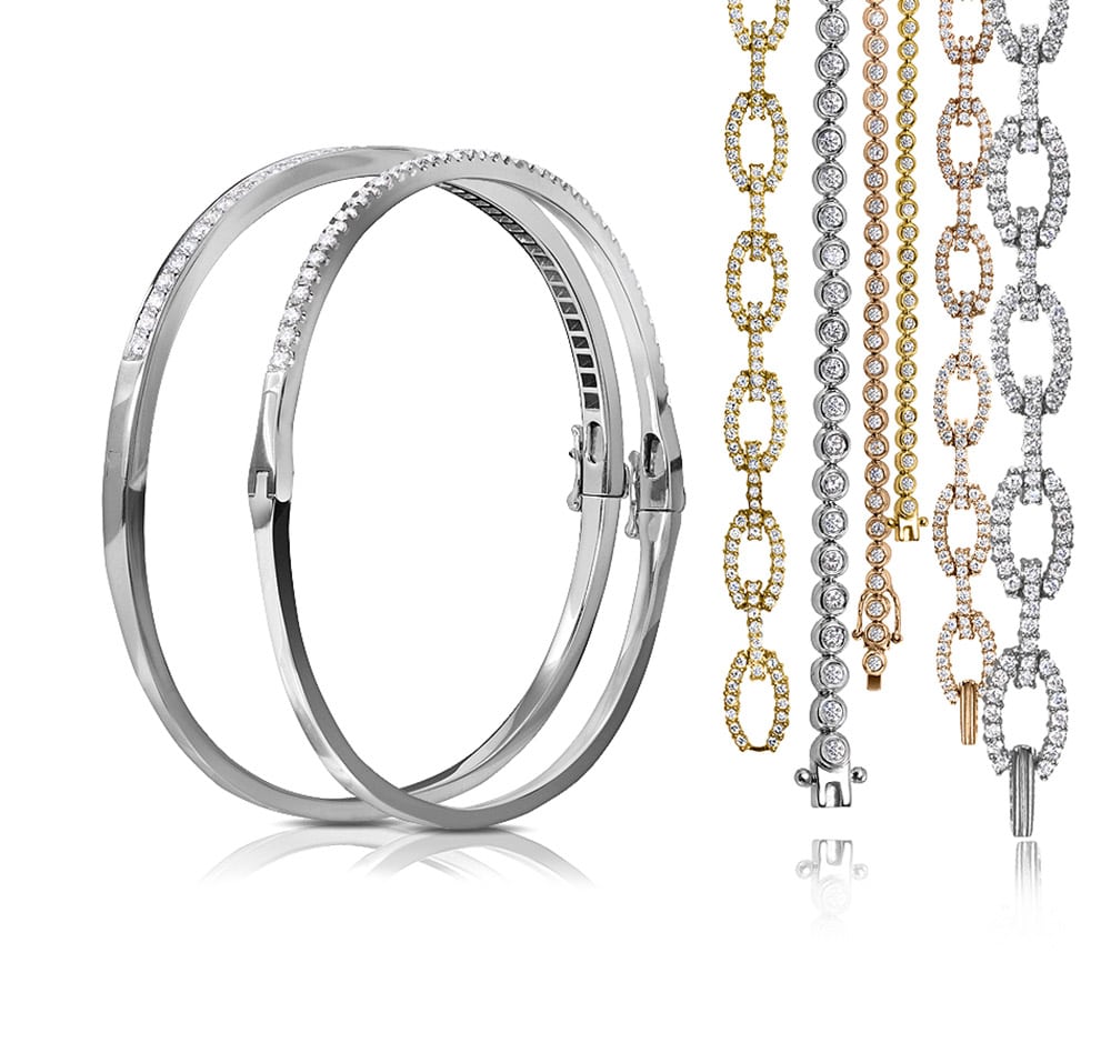 silver bracelet with gold and silver chains