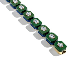 green bracelet with diamonds